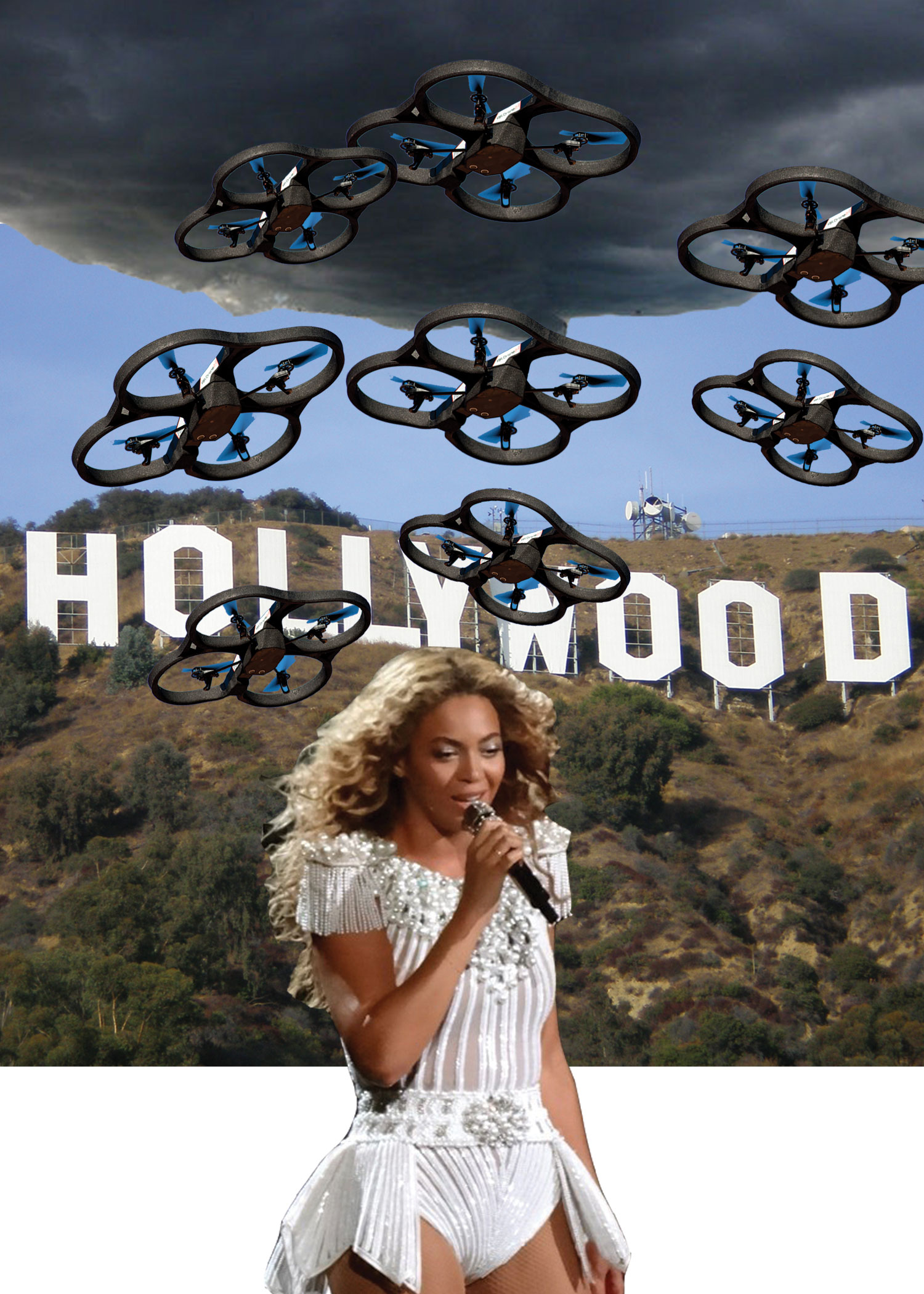 Celebrity paparazzi drone cloud